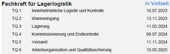 230720 Starttermine Fachkraft Lagerlogistik