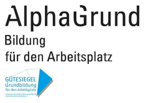 Logo AlphaGrund mit Guetesiegel